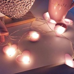 LED světelný řetěz - růžová srdce