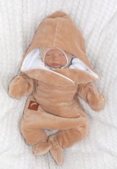 Z&Z Zimní kojenecký velurový overal s bavlněnou podšívkou - béžový, vel. 68