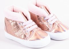 YO ! Kojenecké boty/capáčky prošívané Girl - růžovo/zlaté