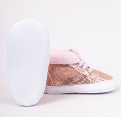 YO ! Kojenecké boty/capáčky prošívané Girl - růžovo/zlaté, 6-12m