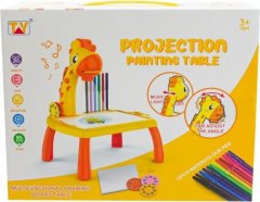 Tulimi Dětský stůl Žirafa s projektorem a fixy, žlutý