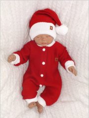 Z&Z 2-dílná sada Pletený overálek + čepička Baby Santa, červený