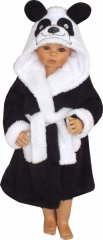 Z&Z Luxusní chlupáčkový župan s kapucí a páskem, Panda - černá, vel. 98