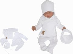 Z&Z 5-dílná pletená kojenecká soupravička s šátkem- bílá
