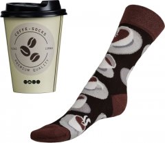 Ponožky Káva set v dárkovém balení - 43-46 - hnědá, béžová,bílá