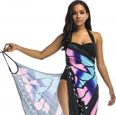 Plážové šaty - motýlí křídla XS-M - modré