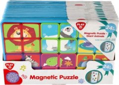 Puzzle magnetické deskové zvířata plast ve fólii 30x20x1cm 12ks v boxu 24m+