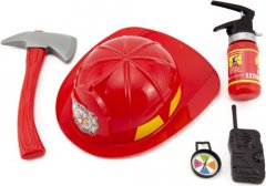 Hasičská sada helma/přilba + hasičák stříkací vodu plast 5ks