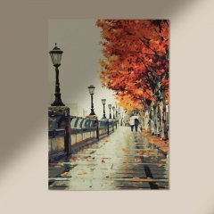Malování podle čísel - podzimní procházka, vypnuté plátno na rám