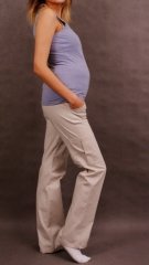 Be MaaMaa Těhotenské kalhoty s boční kapsou - tm. béžová