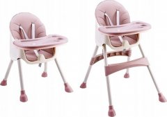 Eco toys Jídelní židlička, stoleček 2v1 - růžová