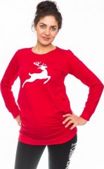 Be MaaMaa Těhotenské triko, mikina Renifer - červené, vel. XL