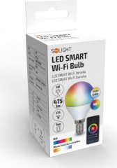 LED SMART WIFI žárovka, miniglobe, 5W, E14, RGB, 400lm