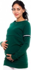 Be MaaMaa Těhotenské, kojící tričko/mikina Lynet, zelená, vel. XL