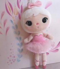Mini hadrová panenka Metoo s klipem Baletka, růžové šatičky, 22cm