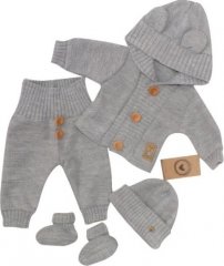 Z&Z 4-dílná kojenecká soupravička, kabátek, tepláčky, čepička a botičky - šedá