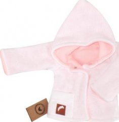 Z&Z Pletený, oboustranný svetřík, kabátek růžovo-bílý, vel. 80