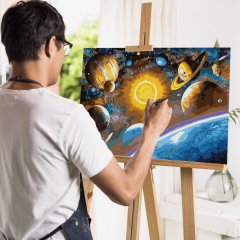 Malování podle čísel - vesmír, vypnuté plátno na rám