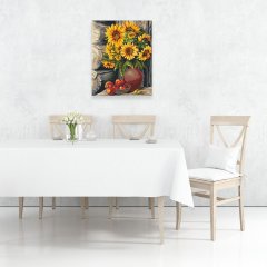 Malování podle čísel - slunečnice, vypnuté plátno na rám