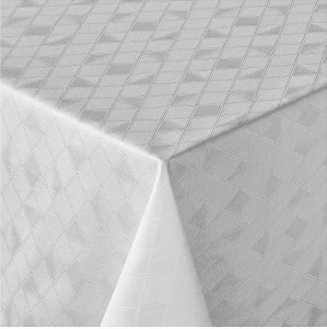 Ubrus damašek Garbo kosočtverec bílý 30x140 cm - bavlna