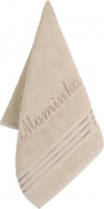 Froté ručník kolekce Linie s výšivkou Maminka - 50x100 cm - béžová