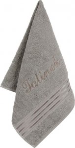 Froté ručník kolekce Linie s výšivkou Tatínek - 50x100 cm - tmavě šedá