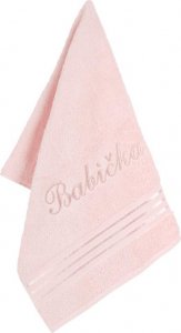 Froté ručník kolekce Linie s výšivkou Babička - 50x100 cm - růžová