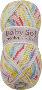 Příze BABY SOFT multicolor - 100g / 360 m - bílá, žlutá, tyrkysová, růžová