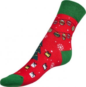 Ponožky Vánoce 2 - 43-46 - červená, zelená
