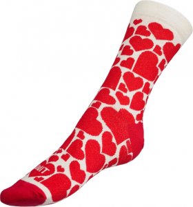 Ponožky Srdce - 35-38 - červená, krémová