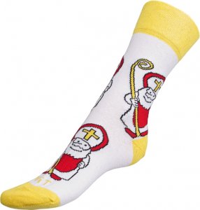 Ponožky Mikuláš - 35-38 - bílá, žlutá