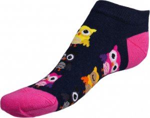 Ponožky nízké Sovy - 35-38 - modrá, růžová