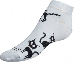 Ponožky nízké Kočka sv.modrá - 35-38 - světle modrá,černá