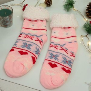 Vánoční hřejivé ponožky s kožíškem - sváteční ornamenty