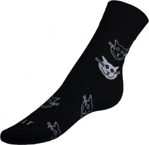 Ponožky Kočka černá - 35-38 - černá, bílá