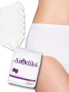 Bavlněné kalhotky Angelika s vysokým pasem, 6ks v balení, bílé, vel. XL