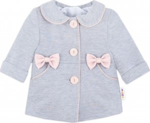 Baby Nellys Dětský bavlněný kabátek s mašličkami, šedý, vel. 86