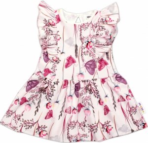 Baby Nellys Letní šaty s krátkým rukávem Motýlci - růžové, vel. 74