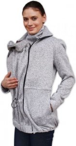 Nosící fleecová mikina - pro nošení dítěte v předu i vzadu na těle - šedý melír, vel. L/XL