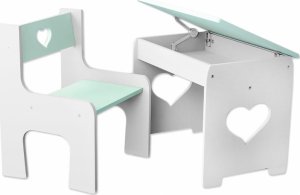 NELLYS Sada nábytku KIDS HEART Stůl + židle - mátová s bílou