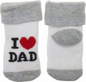 Kojenecké froté bavlněné ponožky I Love Dad, bílé/šedé 80/86