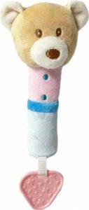Tulilo Plyšová hračka s pískátkem a kousátkem Medvídek, 17 cm - růžová/modrá