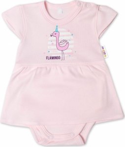 Baby Nellys Bavlněné kojenecké sukničkobody, kr. rukáv, Flamingo - sv. růžové, vel. 74