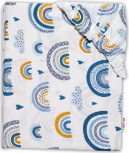 Baby Nellys Bavlněné prostěradlo - Duha, modrá, vel. 140x70 cm