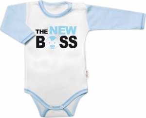 Body dlouhý rukáv s vtipným textem Baby Nellys, The New Boss, kluk