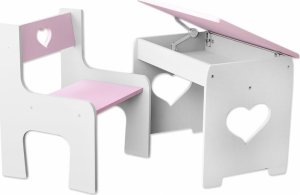 NELLYS Sada nábytku KIDS HEART Stůl + židle - růžová s bílou