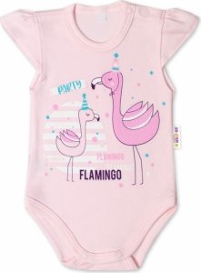 Baby Nellys Bavlněné kojenecké body, kr. rukáv, Flamingo - sv. růžové, vel. 86