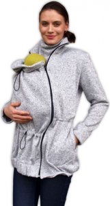 JOŽÁNEK Nosící fleecová mikina - pro nošení dítěte ve předu - šedý melír, vel. L/XL
