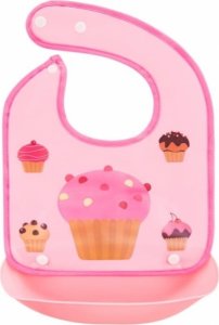 BocioLand Silikonový bryndáček s kapsičkou Muffin, ružový