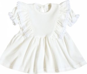 G-baby Letní vaflové šaty Princess s volánkem a krajkou - smetanové, vel. 68